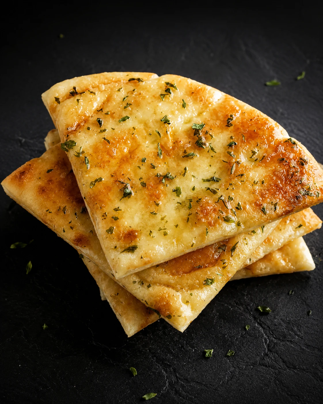 A bowl of creamy hummus drizzled with olive oil, served with warm pita bread